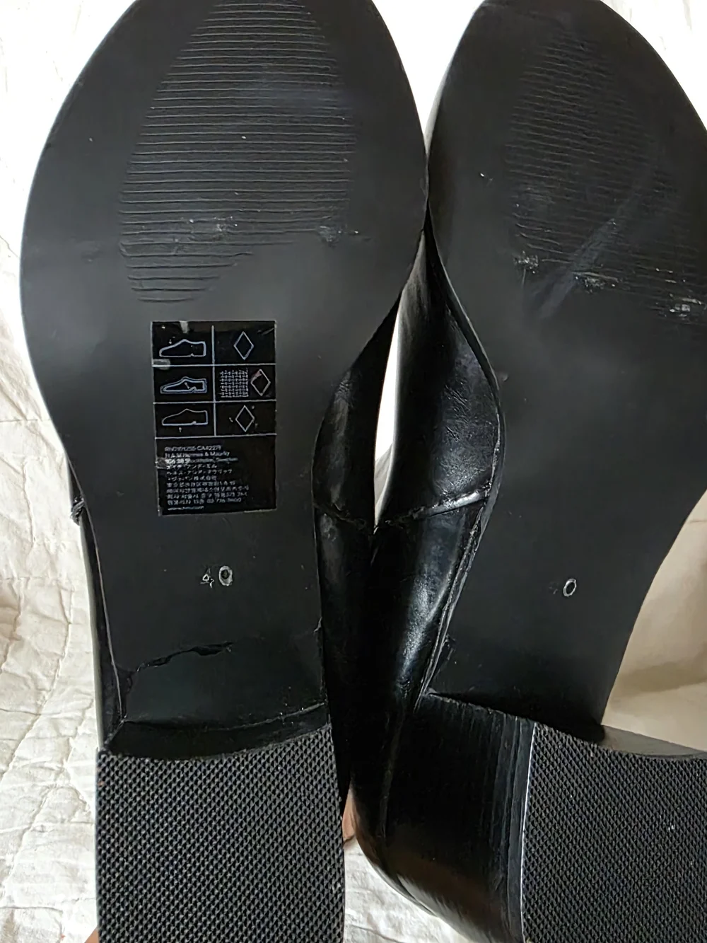H&M Black Leather Block Heel Chelsea Booties